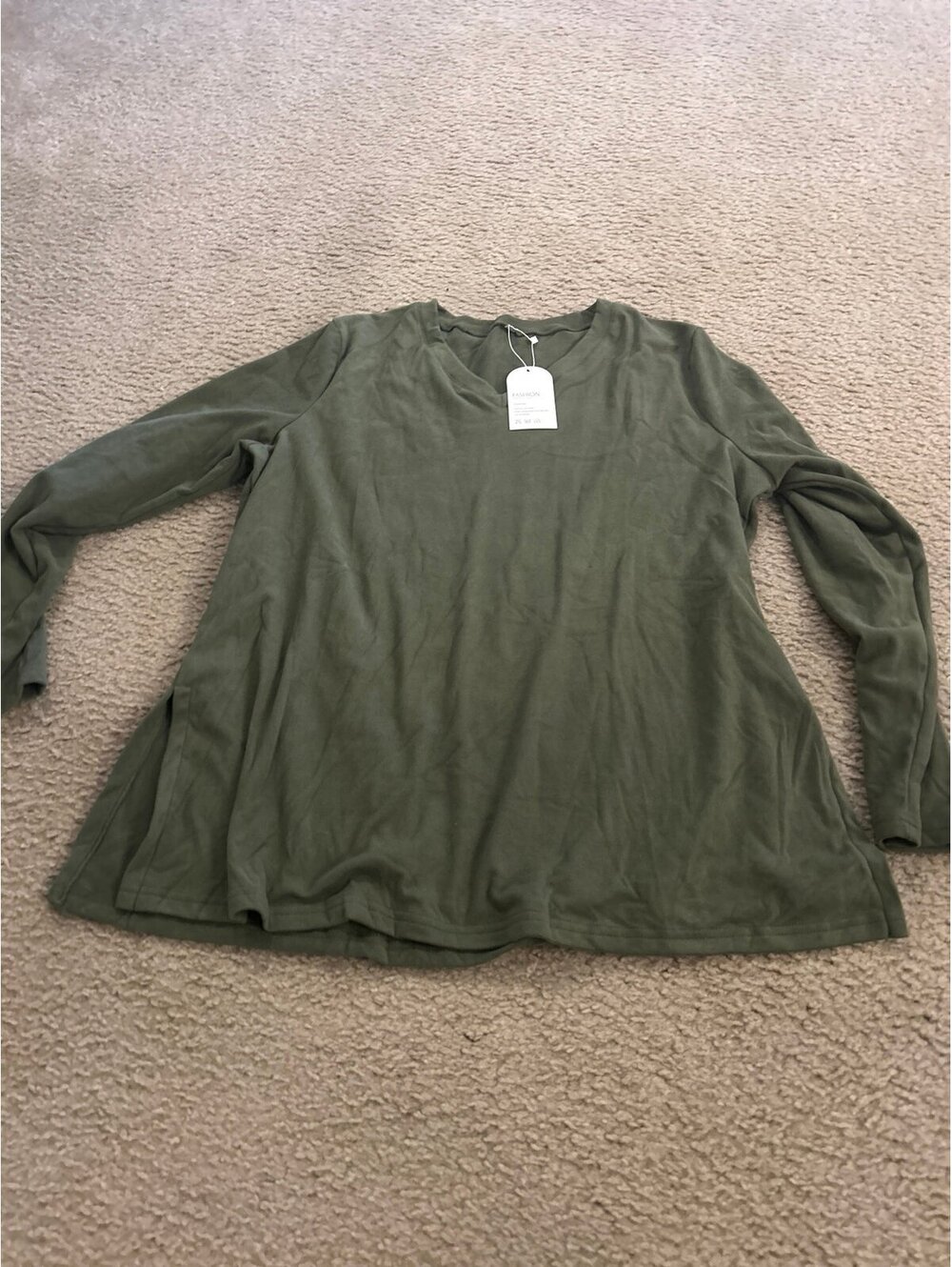 C445 woman 2xl long sleeve green top shirt warm comfy extra soft
